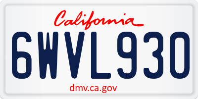 CA license plate 6WVL930