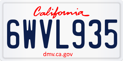 CA license plate 6WVL935