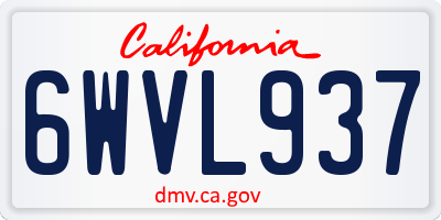CA license plate 6WVL937