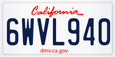 CA license plate 6WVL940