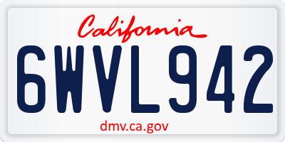 CA license plate 6WVL942