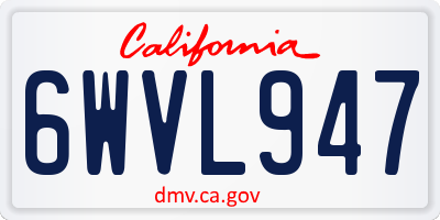 CA license plate 6WVL947