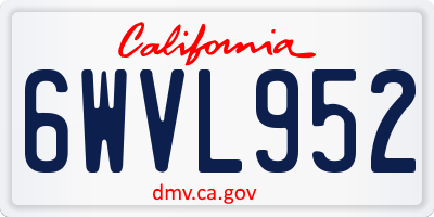CA license plate 6WVL952
