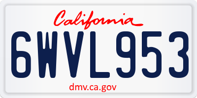 CA license plate 6WVL953