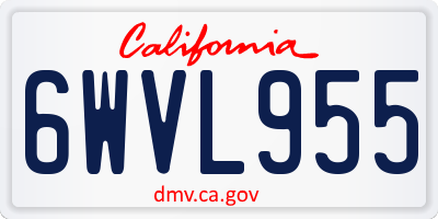 CA license plate 6WVL955