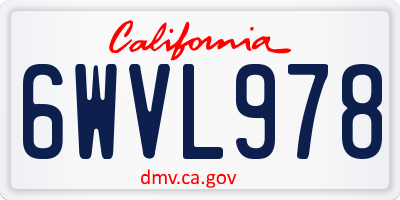 CA license plate 6WVL978