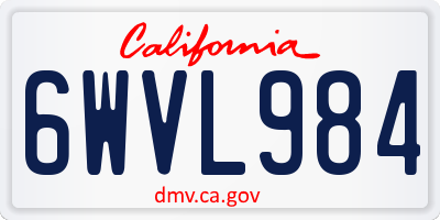 CA license plate 6WVL984