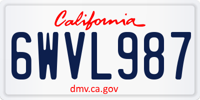 CA license plate 6WVL987