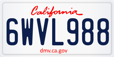 CA license plate 6WVL988