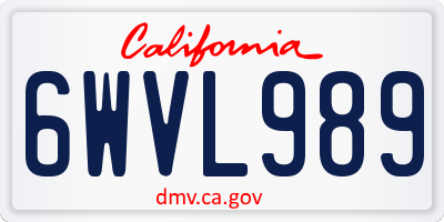 CA license plate 6WVL989