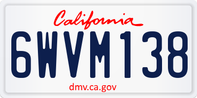 CA license plate 6WVM138