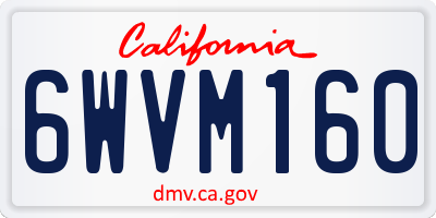 CA license plate 6WVM160