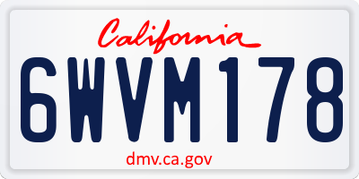 CA license plate 6WVM178