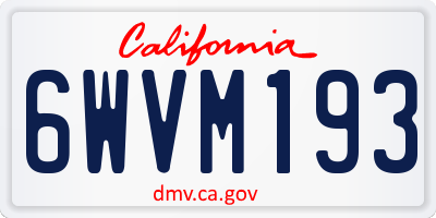 CA license plate 6WVM193