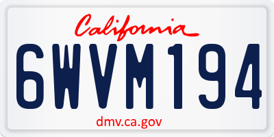 CA license plate 6WVM194