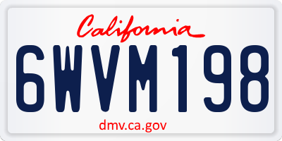 CA license plate 6WVM198