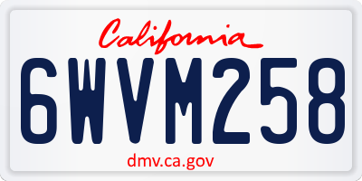 CA license plate 6WVM258