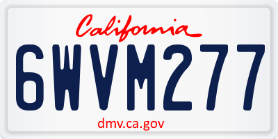 CA license plate 6WVM277