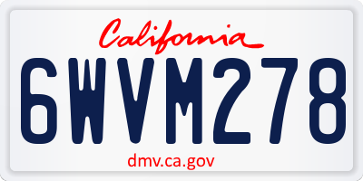 CA license plate 6WVM278