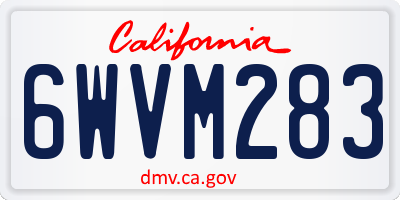 CA license plate 6WVM283