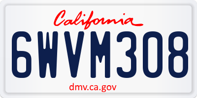 CA license plate 6WVM308