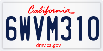 CA license plate 6WVM310