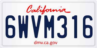 CA license plate 6WVM316