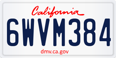 CA license plate 6WVM384