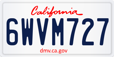 CA license plate 6WVM727