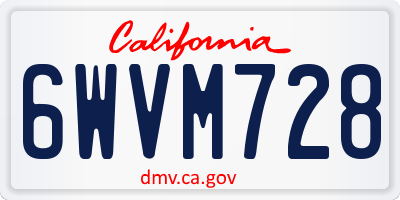 CA license plate 6WVM728