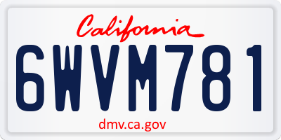 CA license plate 6WVM781