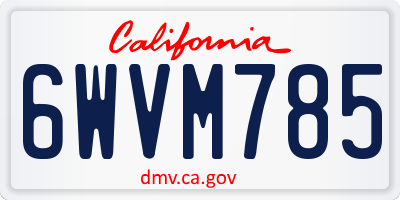 CA license plate 6WVM785