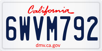 CA license plate 6WVM792