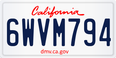 CA license plate 6WVM794