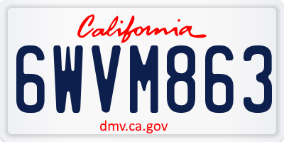 CA license plate 6WVM863