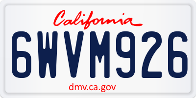 CA license plate 6WVM926