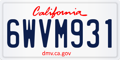 CA license plate 6WVM931