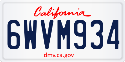 CA license plate 6WVM934