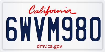 CA license plate 6WVM980