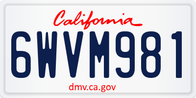 CA license plate 6WVM981