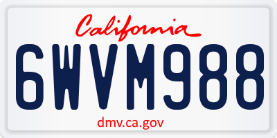 CA license plate 6WVM988