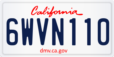CA license plate 6WVN110