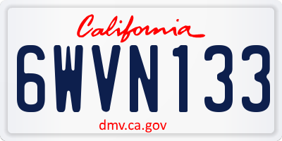 CA license plate 6WVN133