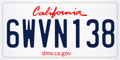 CA license plate 6WVN138