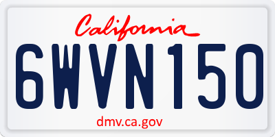 CA license plate 6WVN150
