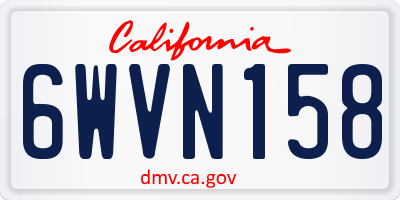 CA license plate 6WVN158