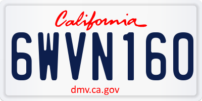 CA license plate 6WVN160
