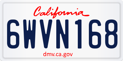 CA license plate 6WVN168