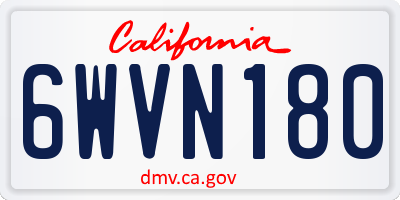 CA license plate 6WVN180