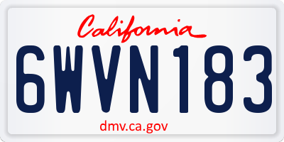 CA license plate 6WVN183